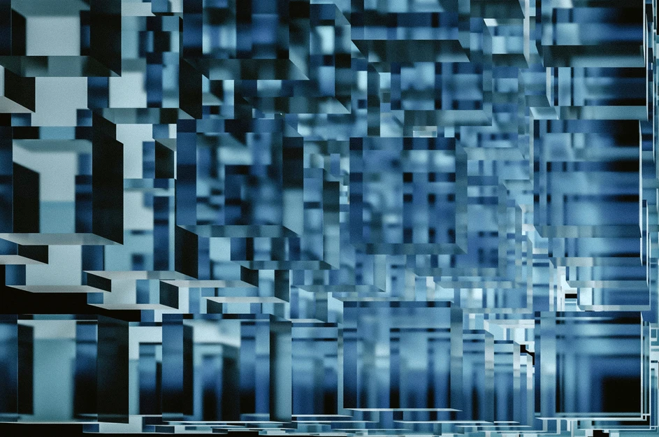 Clear cubes stacked on each other